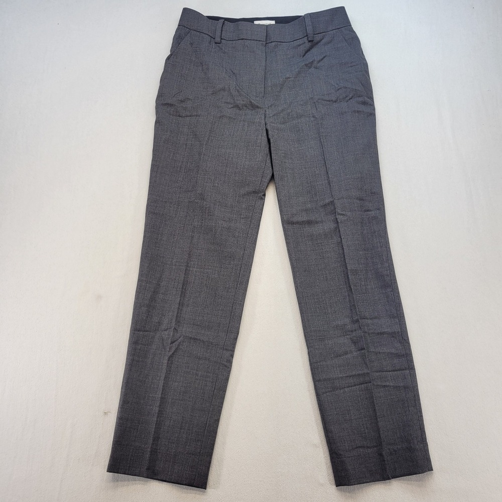 Lilysilk Trousers Womens 2 Gray Straight Ankle Leg Wool Silk Lined Dress Pants